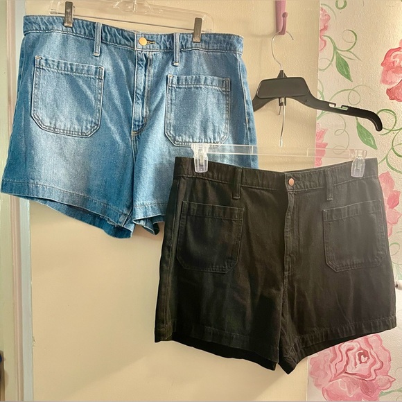 LOT of (2) - Universal Thread Blue and Black Jean Shorts    Both SIZE 16 - Picture 1 of 14